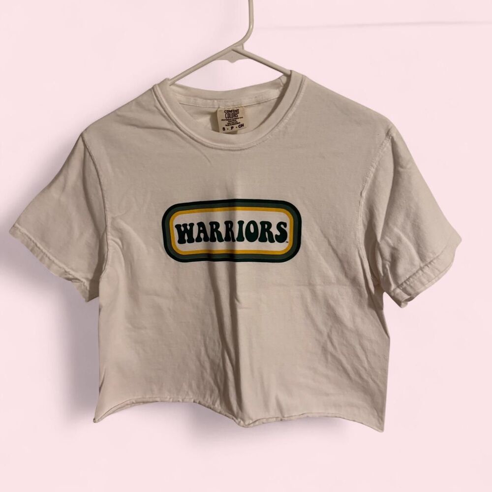 Gildan crop top women OS white Wayne State University college varsity short